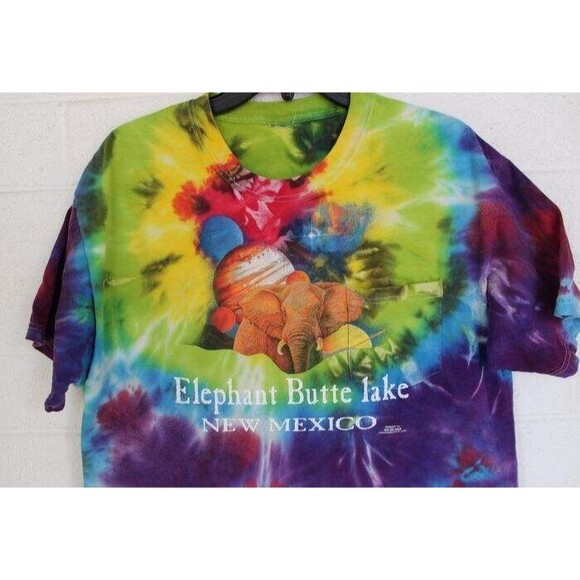 Elephant Butte Lake New Mexico L Colorful Tie-Dye Short Sleeve Dukatt T-Shirt - Picture 3 of 3
